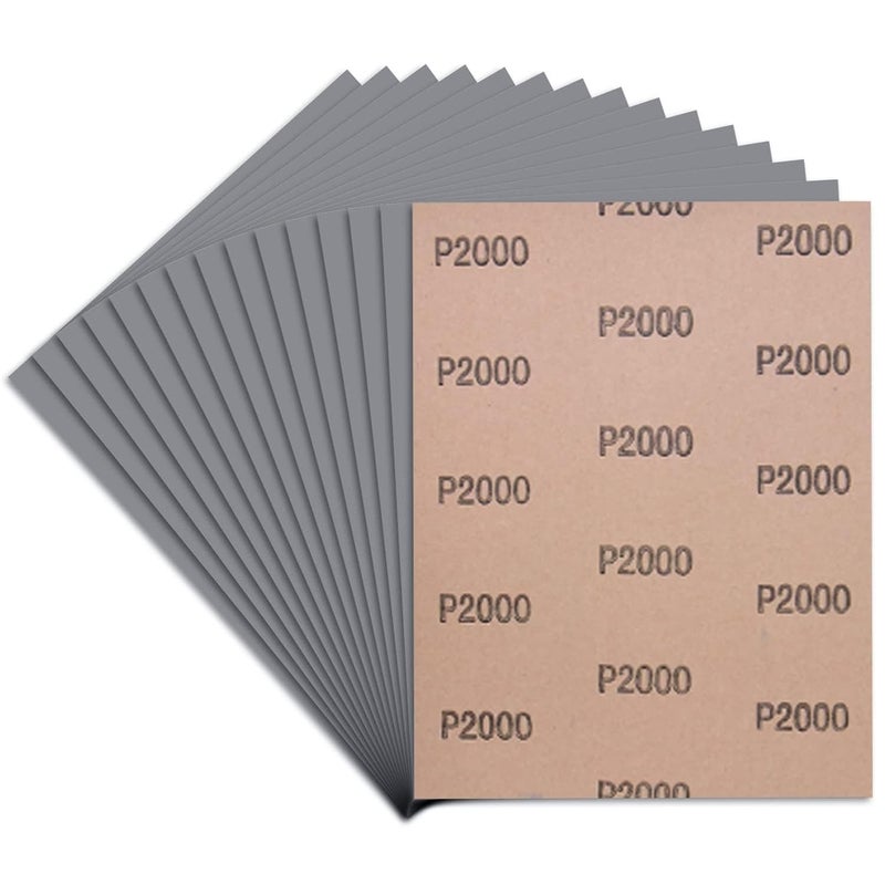 LCubro Sandpaper 2000 Grit, Wet Dry Sanding Sheets, High Performance Sand Paper for Wood Furniture Finishing, Metal Grinding, Automotive Polishing, 9 x 11 inches, 15-Sheets - Image 1